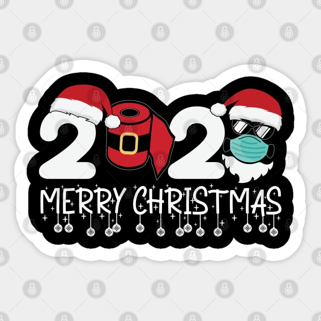 Merry Christmas 2020 Quarantine Christmas Santa Face Mask Sticker by DragonTees